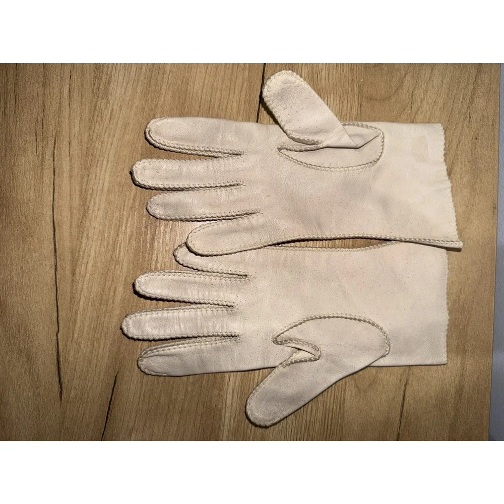 Vintage‎ Womens Deerskin Leather Gloves Fawn Color Size 7.5 J